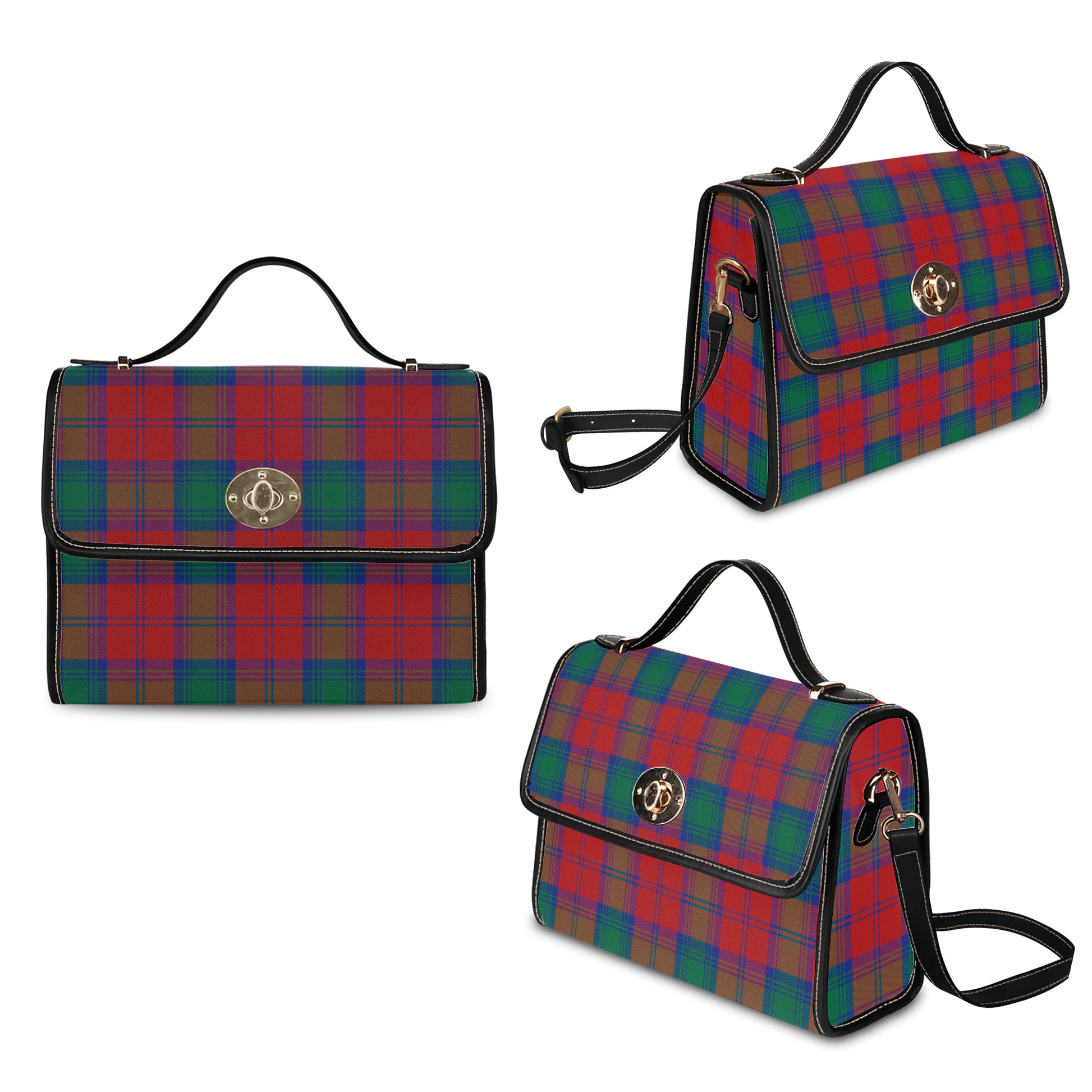 Byres (Byses) Tartan Leather Strap Waterproof Canvas Bag One Size 34cm * 42cm (13.4" x 16.5")