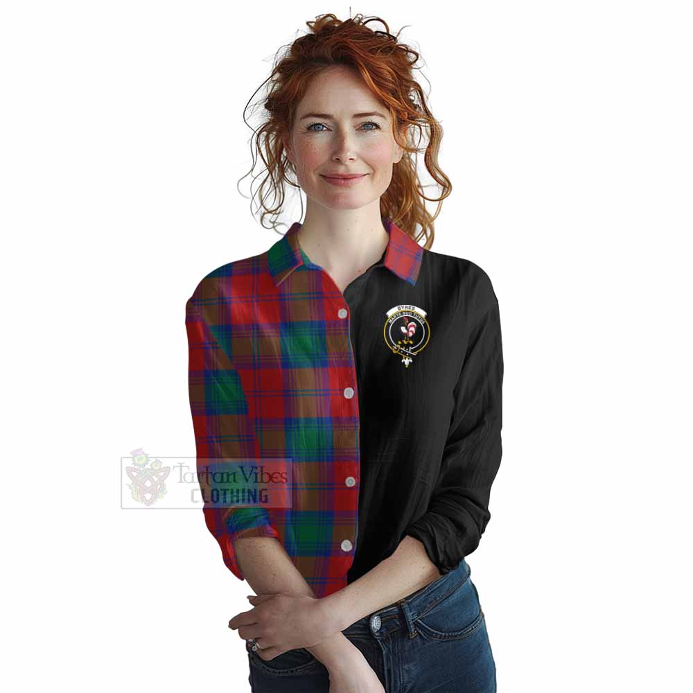 Tartan Vibes Clothing Byres (Byses) Tartan Women's Casual Shirt with Family Crest and Half Of Me Style