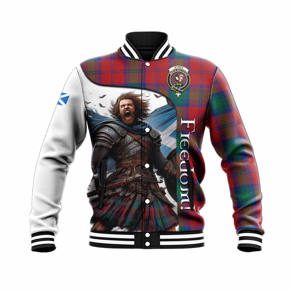 Tartan Vibes Clothing Byres (Byses) Crest Tartan Baseball Jacket Inspired by the Freedom of Scottish Warrior