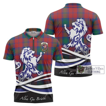 Byres (Byses) Tartan Zipper Polo Shirt with Alba Gu Brath Regal Lion Emblem