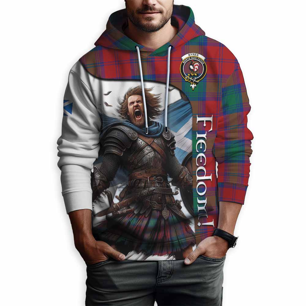 Tartan Vibes Clothing Byres (Byses) Crest Tartan Hoodie Inspired by the Freedom of Scottish Warrior