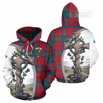 Byres (Byses) Tartan Hoodie with Family Crest and St. Andrew's Cross Accented by Thistle Vines Zip Hoodie - Tartan Vibes Clothing