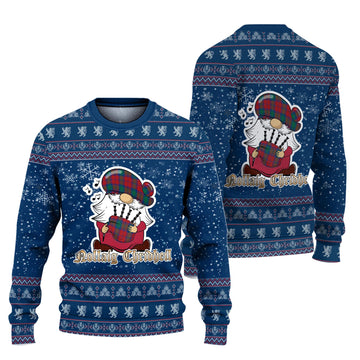 Byres (Byses) Clan Christmas Family Ugly Sweater with Funny Gnome Playing Bagpipes