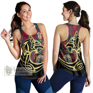 Byres (Byses) Tartan Women's Racerback Tanks with Family Crest Celtic Wolf Style