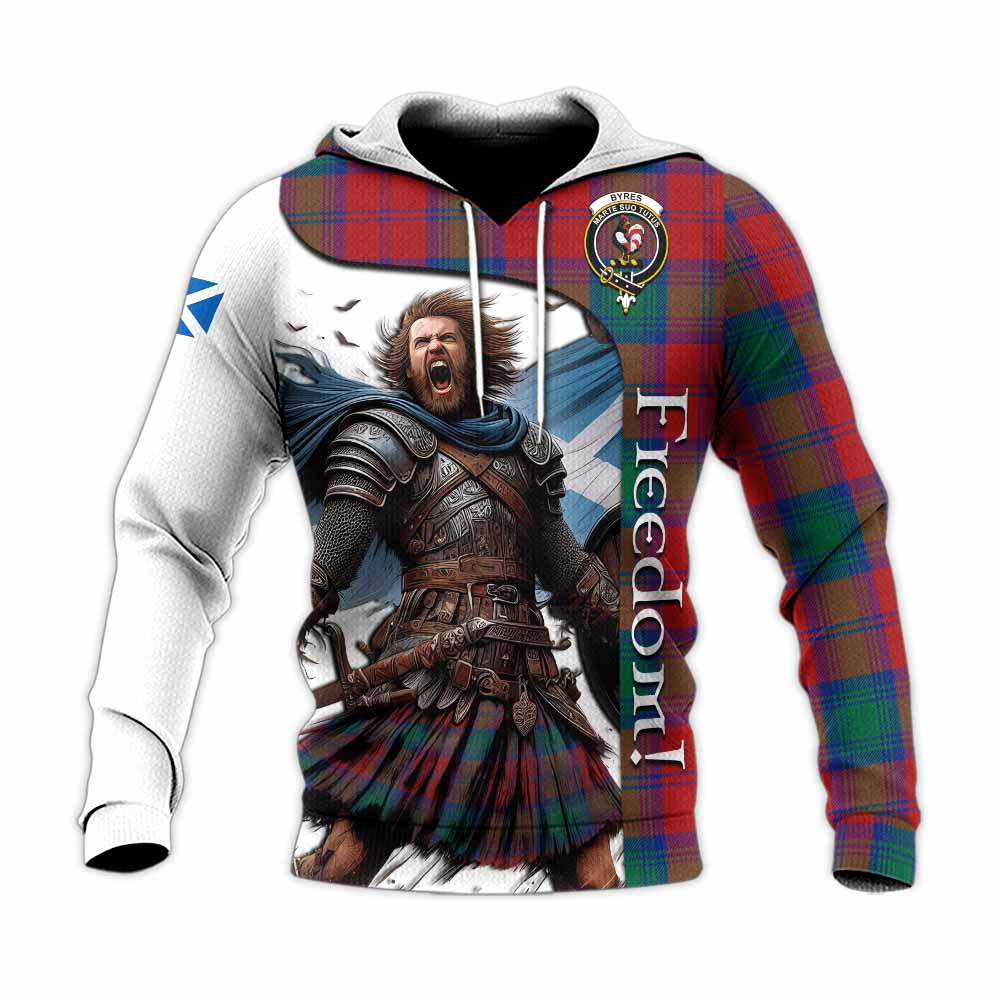 Tartan Vibes Clothing Byres (Byses) Crest Tartan Knitted Hoodie Inspired by the Freedom of Scottish Warrior