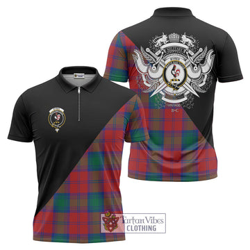 Byres (Byses) Tartan Zipper Polo Shirt with Family Crest and Military Logo Style