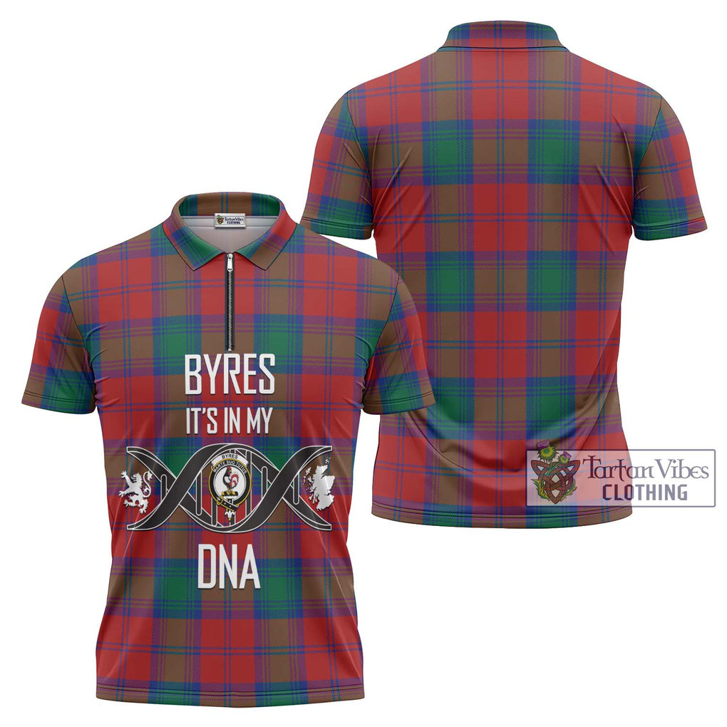 Byres (Byses) Tartan Zipper Polo Shirt with Family Crest DNA In Me Style Unisex - Tartanvibesclothing Shop