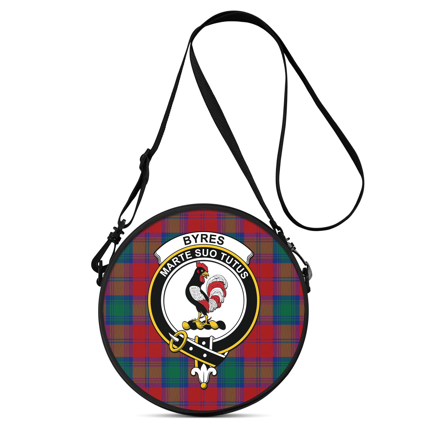 Byres (Byses) Tartan Round Satchel Bags with Family Crest One Size 9*9*2.7 inch