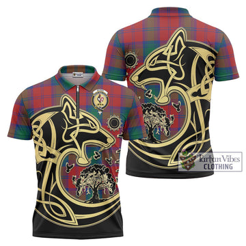 Byres (Byses) Tartan Zipper Polo Shirt with Family Crest Celtic Wolf Style