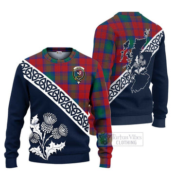 Byres (Byses) Tartan Ugly Sweater Featuring Thistle and Scotland Map