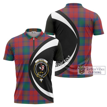 Byres (Byses) Tartan Zipper Polo Shirt with Family Crest Circle Style