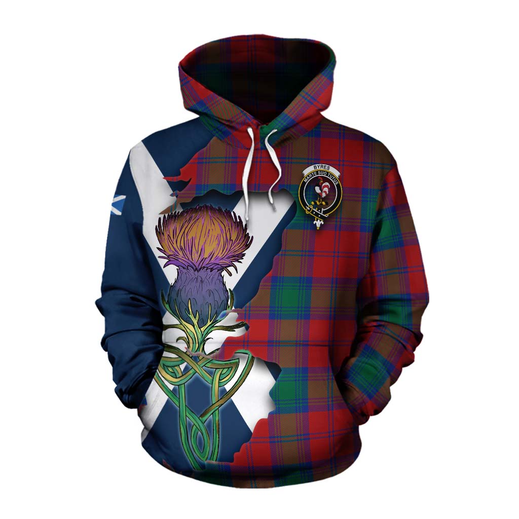 Byres (Byses) Tartan Family Crest Cotton Hoodie Scottish Thistle Celtic Inspired Pullover Hoodie XS - Tartan Vibes Clothing