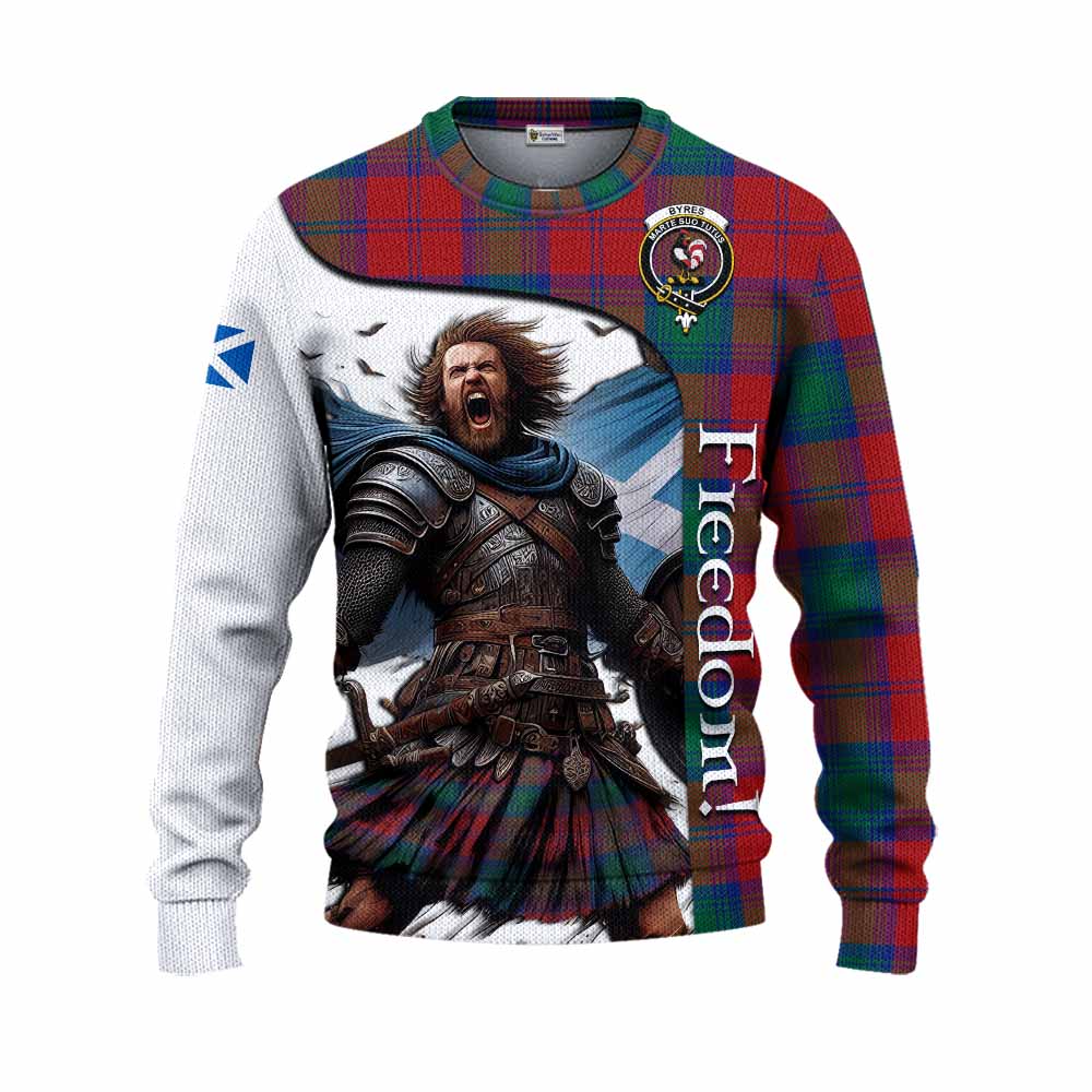 Tartan Vibes Clothing Byres (Byses) Crest Tartan Knitted Sweater Inspired by the Freedom of Scottish Warrior