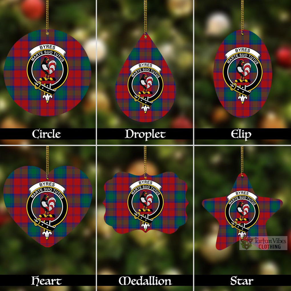 Tartan Vibes Clothing Byres (Byses) Tartan Christmas Aluminium Ornament with Family Crest