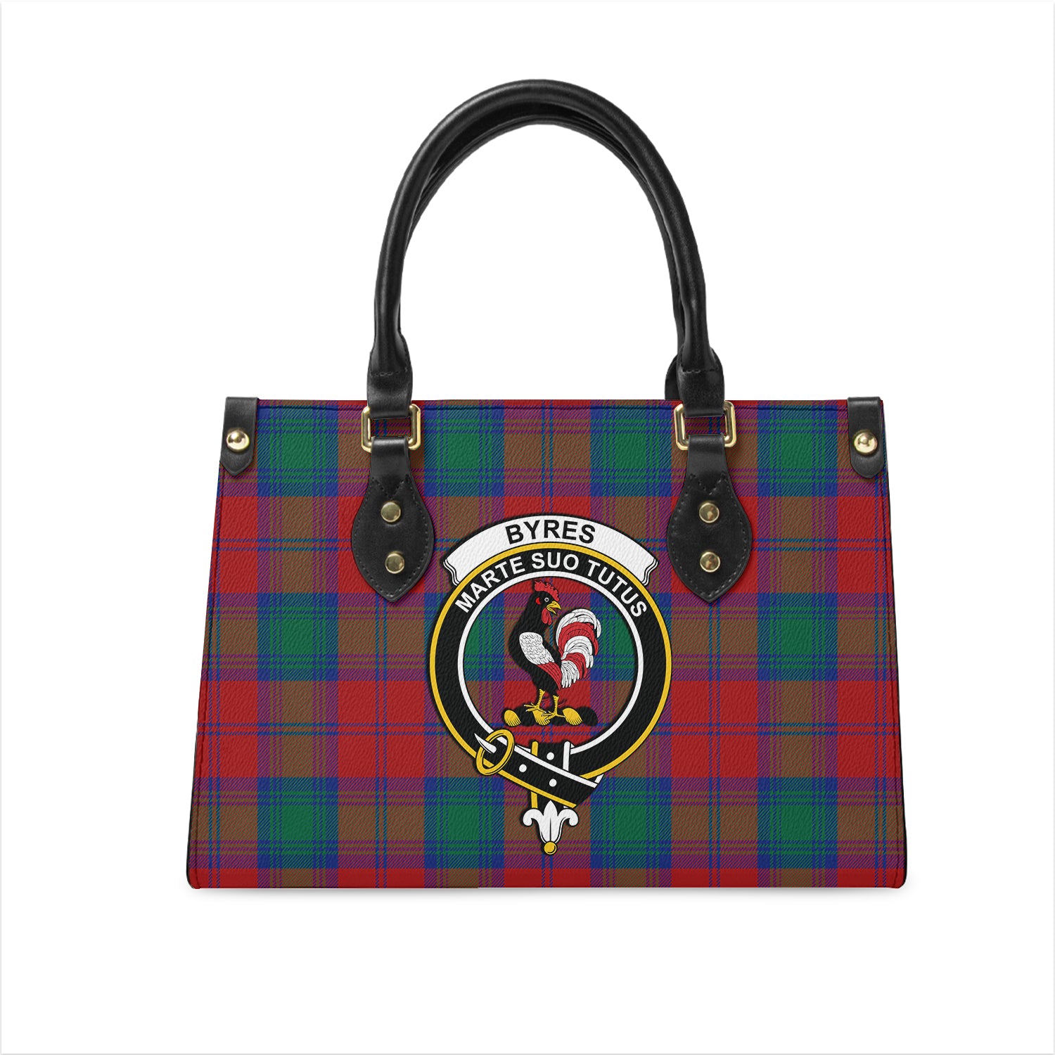 Byres (Byses) Tartan Leather Bag with Family Crest One Size 29*11*20 cm