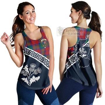 Byres (Byses) Tartan Women's Racerback Tanks Featuring Thistle and Scotland Map