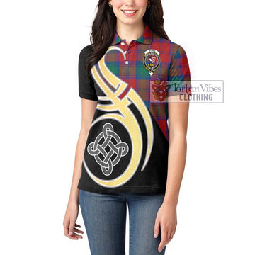 Byres (Byses) Tartan Women's Polo Shirt with Family Crest and Celtic Symbol Style