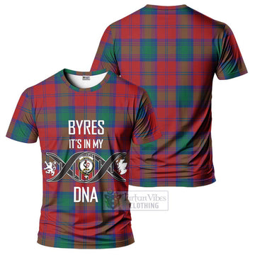 Byres (Byses) Tartan T-Shirt with Family Crest DNA In Me Style