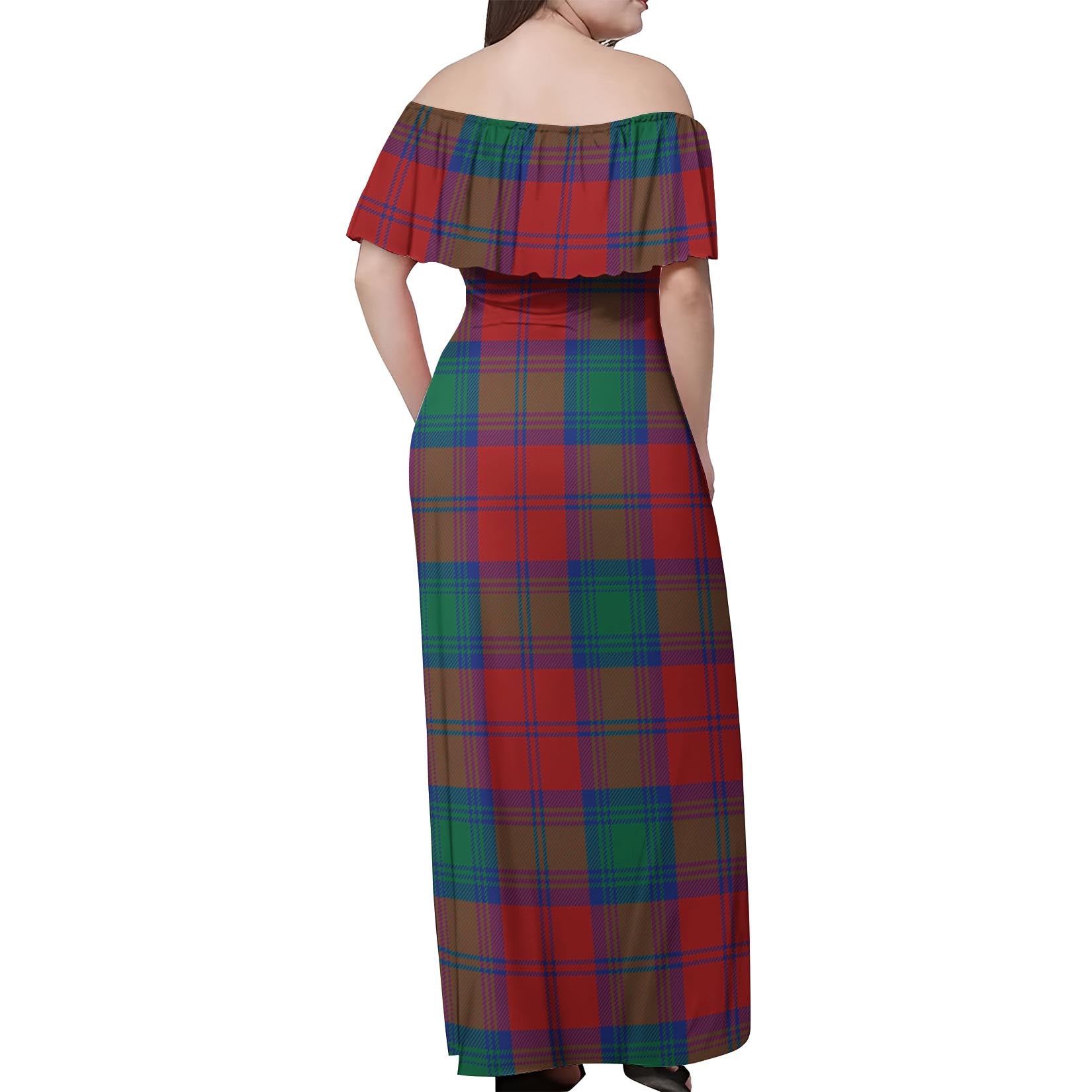 Byres (Byses) Tartan Off Shoulder Long Dress - Tartanvibesclothing