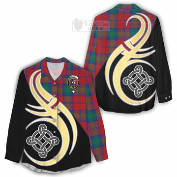 Byres (Byses) Tartan Women's Casual Shirt with Family Crest and Celtic Symbol Style