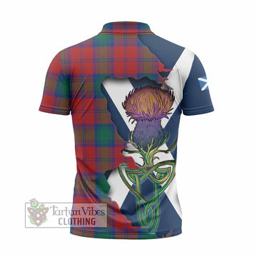 Byres (Byses) Tartan Family Crest Zipper Polo Shirt Scottish Thistle Celtic Inspired - Tartan Vibes Clothing
