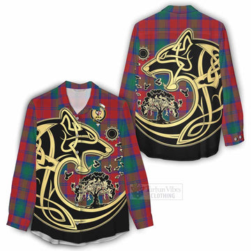 Byres (Byses) Tartan Women's Casual Shirt with Family Crest Celtic Wolf Style