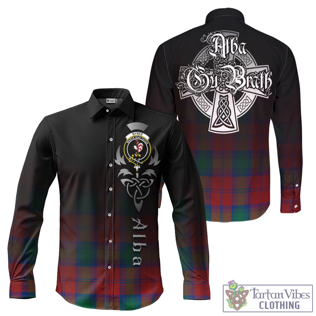 Byres (Byses) Tartan Long Sleeve Button Up Featuring Alba Gu Brath Family Crest Celtic Inspired - Tartan Vibes Clothing