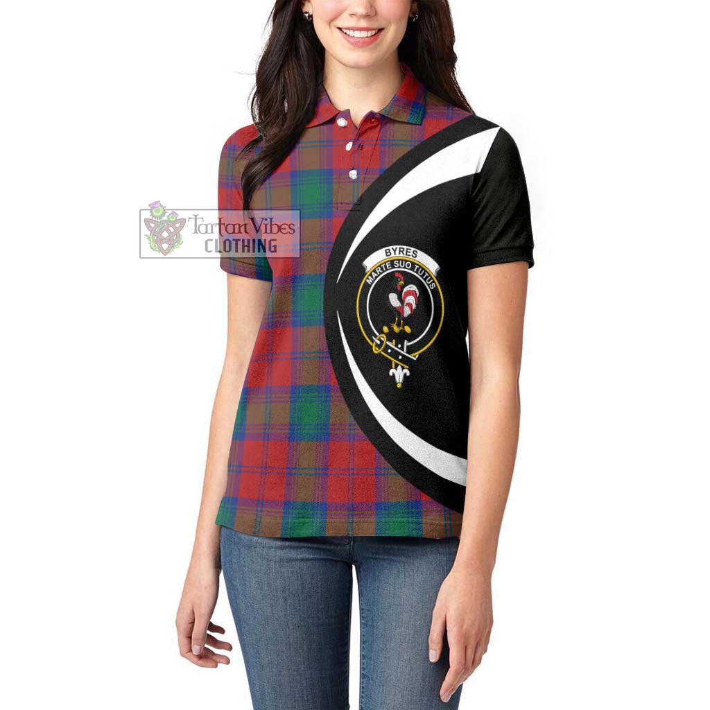 Byres (Byses) Tartan Women's Polo Shirt with Family Crest Circle Style - Tartan Vibes Clothing