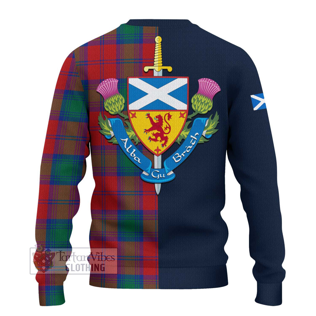 Tartan Vibes Clothing Byres (Byses) Tartan Knitted Sweater with Scottish Lion Royal Arm Half Style