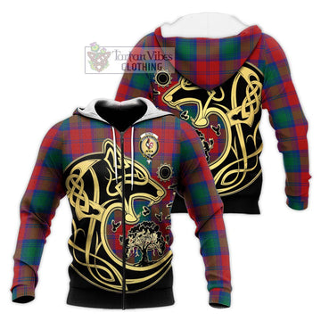 Byres (Byses) Tartan Knitted Hoodie with Family Crest Celtic Wolf Style Unisex Knitted Zip Hoodie - Tartan Vibes Clothing