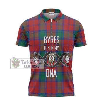 Byres (Byses) Tartan Zipper Polo Shirt with Family Crest DNA In Me Style