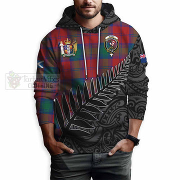 Byres (Byses) Crest Tartan Hoodie with New Zealand Silver Fern Half Style