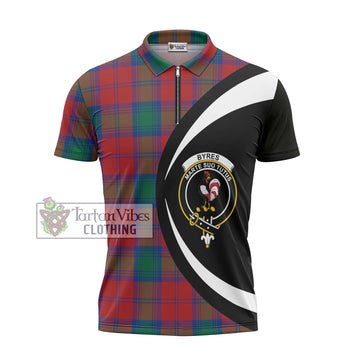 Byres (Byses) Tartan Zipper Polo Shirt with Family Crest Circle Style