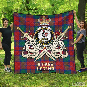 Byres (Byses) Tartan Quilt with Clan Crest and the Golden Sword of Courageous Legacy - Tartan Vibes Clothing