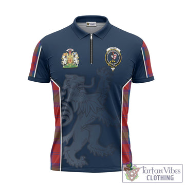 Byres (Byses) Tartan Zipper Polo Shirt with Family Crest and Lion Rampant Vibes Sport Style