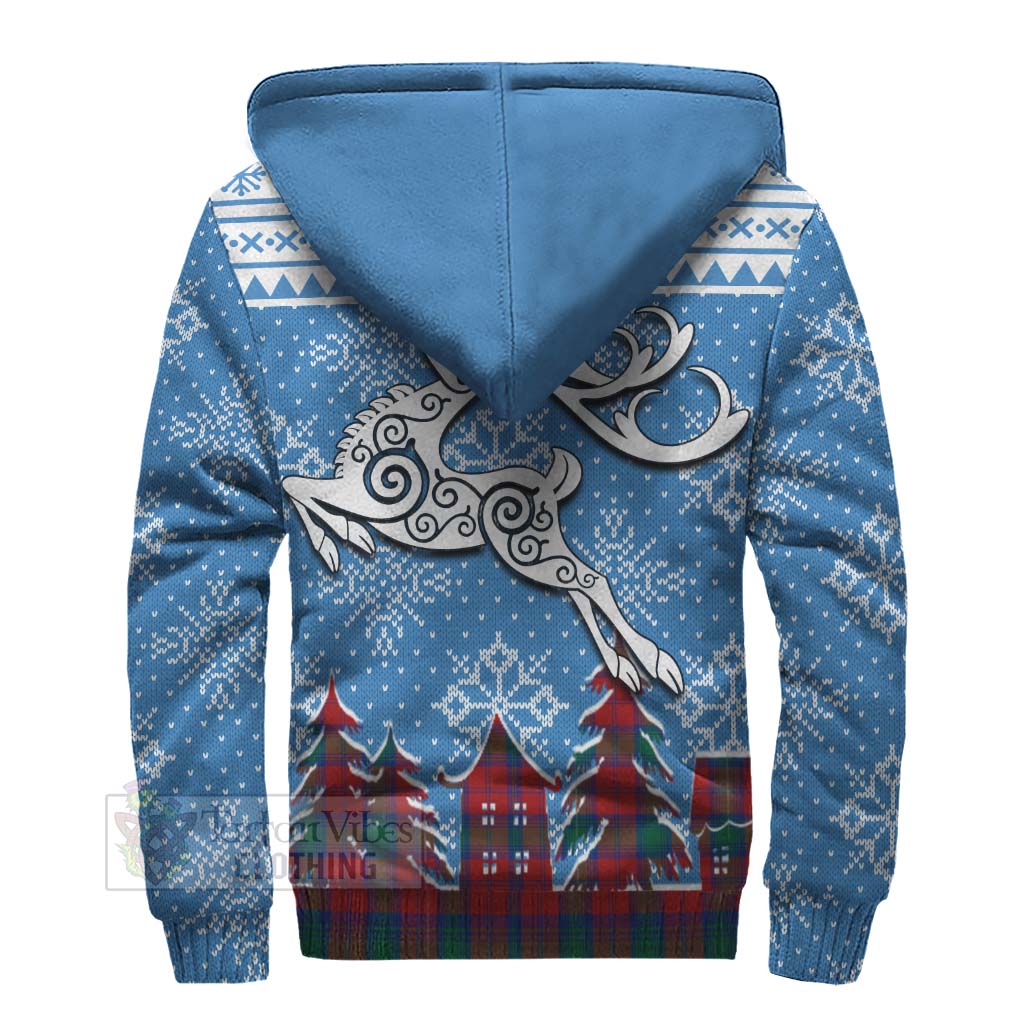 Tartan Vibes Clothing Byres (Byses) Clan Christmas Sherpa Hoodie Celtic Reindeer Style