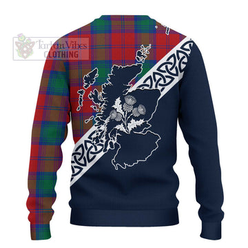 Byres (Byses) Tartan Ugly Sweater Featuring Thistle and Scotland Map