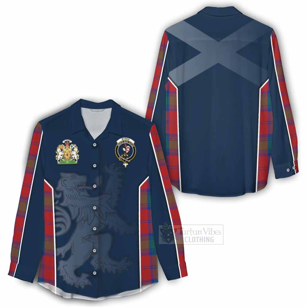 Tartan Vibes Clothing Byres (Byses) Tartan Women's Casual Shirt with Family Crest and Lion Rampant Vibes Sport Style