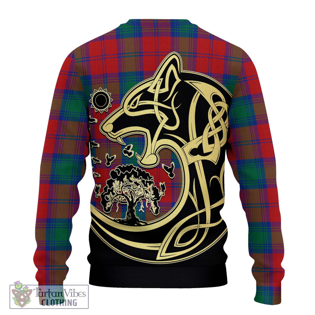 Byres (Byses) Tartan Knitted Sweater with Family Crest Celtic Wolf Style - Tartan Vibes Clothing