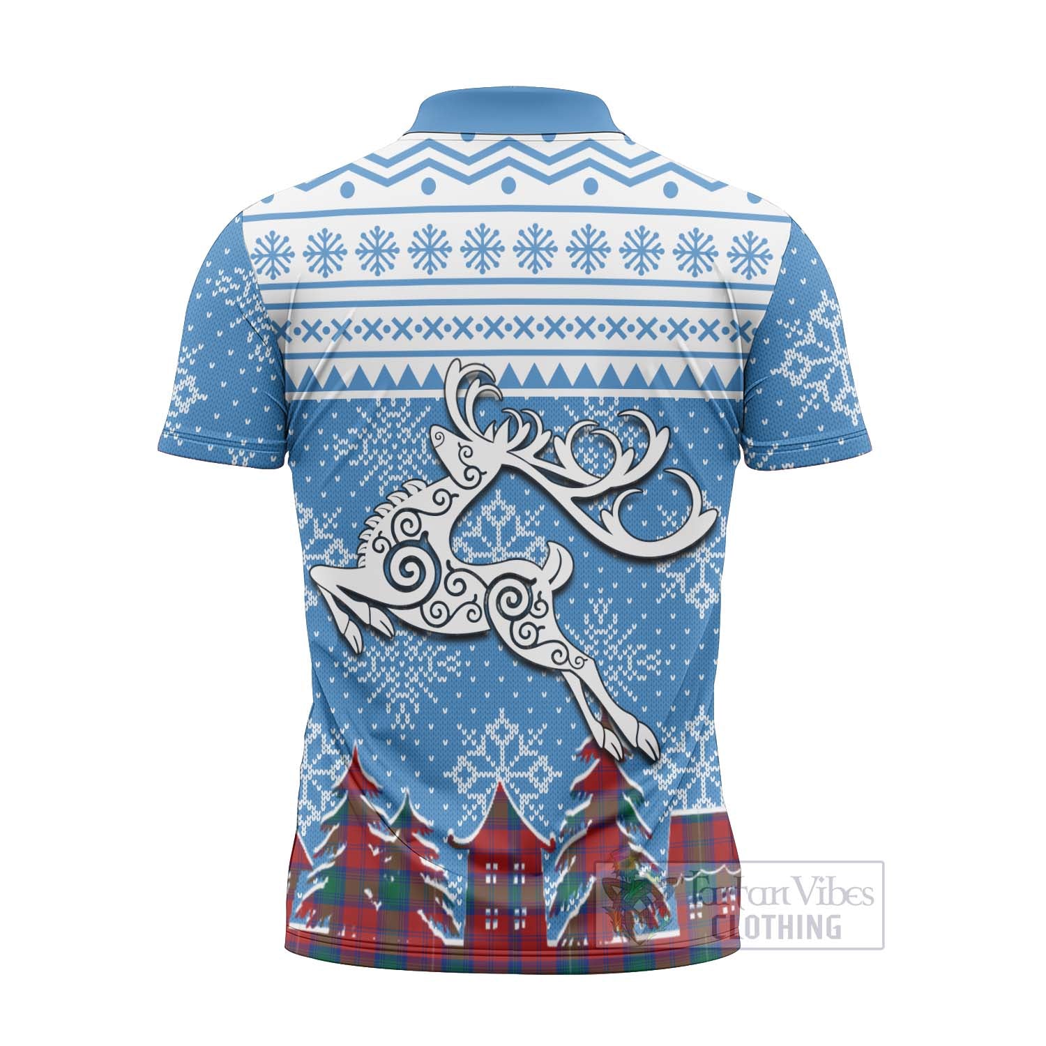 Tartan Vibes Clothing Byres (Byses) Clan Christmas Zipper Polo Shirt Celtic Reindeer Style