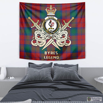 Byres (Byses) Tartan Tapestry with Clan Crest and the Golden Sword of Courageous Legacy