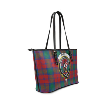 Byres (Byses) Tartan Leather Tote Bag with Family Crest