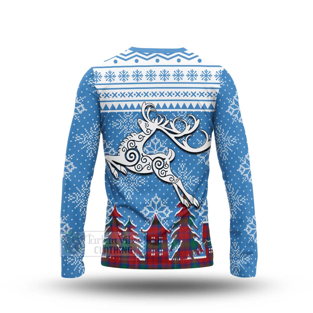 Tartan Vibes Clothing Byres (Byses) Clan Christmas Long Sleeve T-Shirt Celtic Reindeer Style