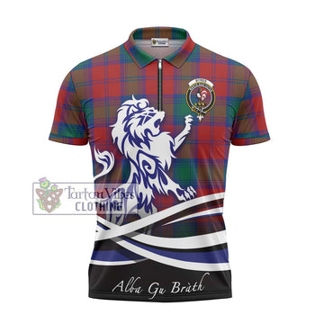 Byres (Byses) Tartan Zipper Polo Shirt with Alba Gu Brath Regal Lion Emblem