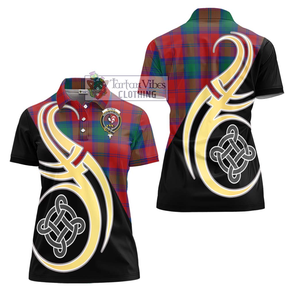 Byres (Byses) Tartan Women's Polo Shirt with Family Crest and Celtic Symbol Style - Tartan Vibes Clothing