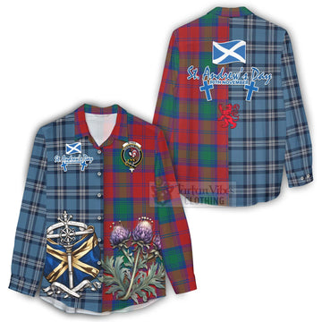 Byres (Byses) Tartan Women's Casual Shirt Happy St. Andrew's Day Half Tartan Style