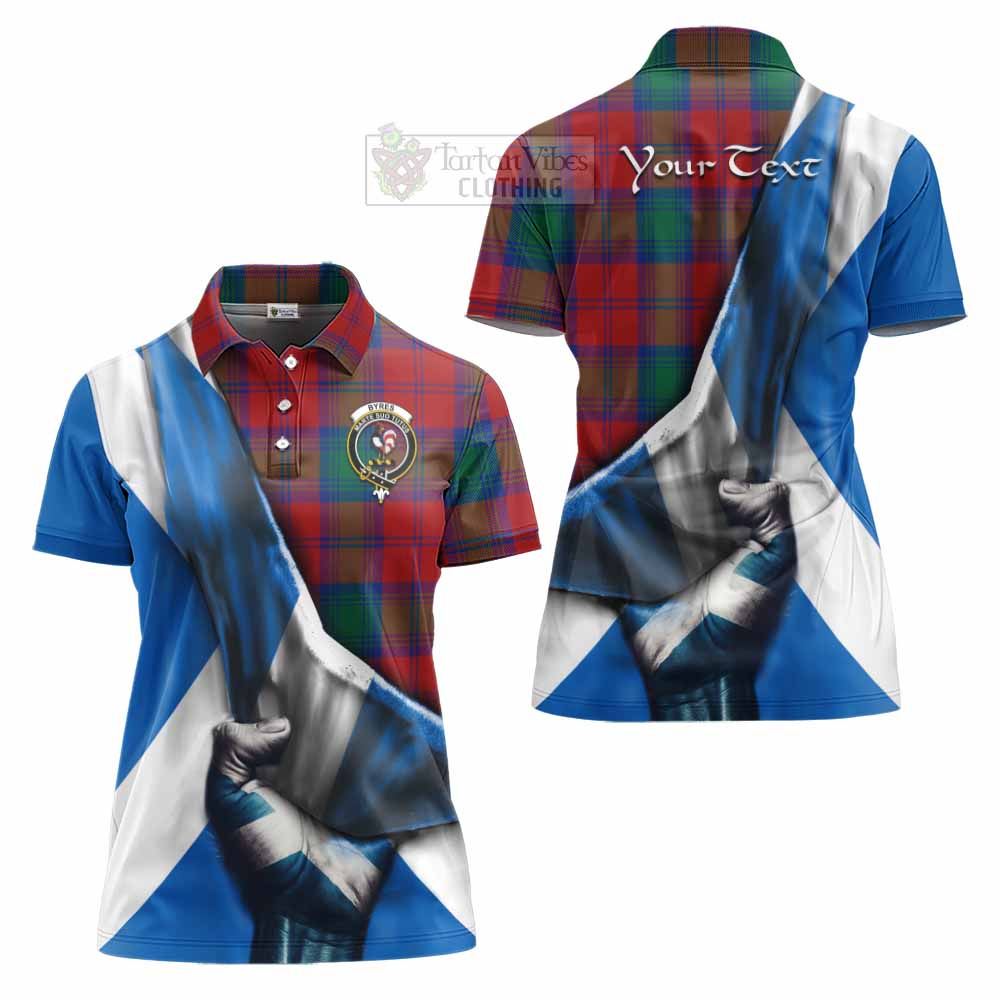 Tartan Vibes Clothing Byres (Byses) Tartan Women's Polo Shirt with Family Crest Scotland Patriotic Style