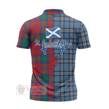 Byres (Byses) Tartan Zipper Polo Shirt Happy St. Andrew's Day Half Tartan Style