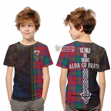 Byres (Byses) Tartan Family Crest Kid T-Shirt Alba Gu Brath Be Brave Lion Ancient Style - Tartan Vibes Clothing