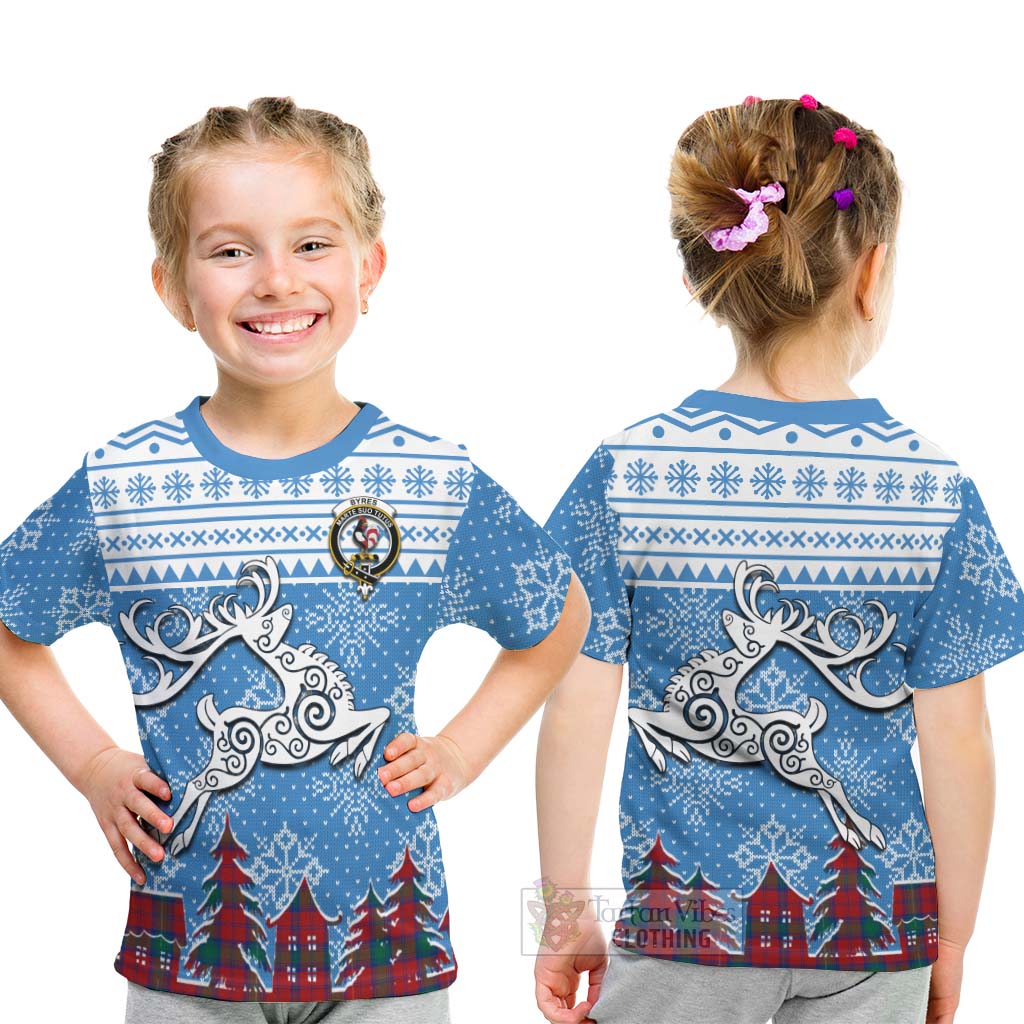 Tartan Vibes Clothing Byres (Byses) Clan Christmas Kid T-Shirt Celtic Reindeer Style